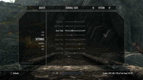 skyrim menu|skyrim settings menu.